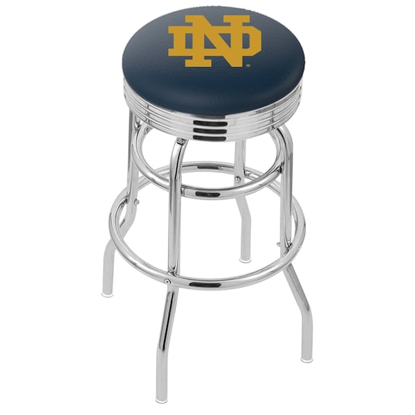 Holland Bar Stool Co 30" Chrome 2-Ring Notre Dame (ND) Swivel Bar Stool, Accent Ring L7C3C30ND-ND - main
